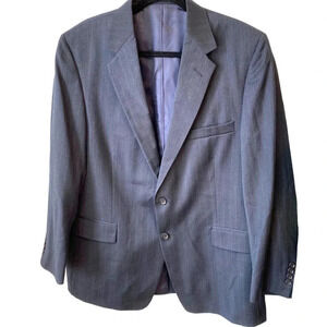 Made In USA Men Black blue striped 2 Button Blazer Sport Coat Jacket 44R Pocket